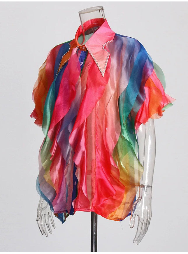 Ceilie Folds Diamond Single Breasted Shirt - Fashion Pov
