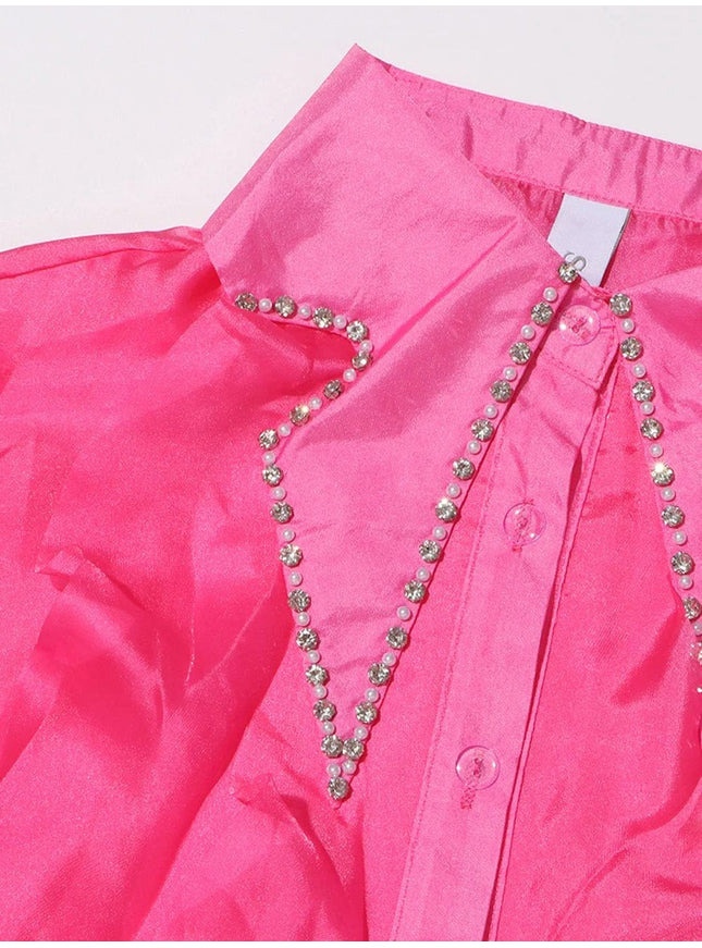 Ceilie Folds Diamond Single Breasted Shirt - Fashion Pov