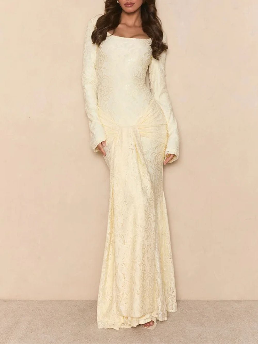 Celeste Draped Lace Maxi Dress - Fashion Pov