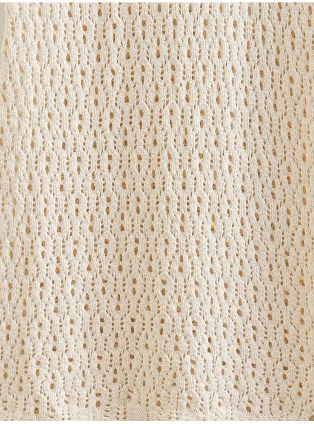 Celeste Hollow Mesh Knit Midi Dress - Fashion Pov