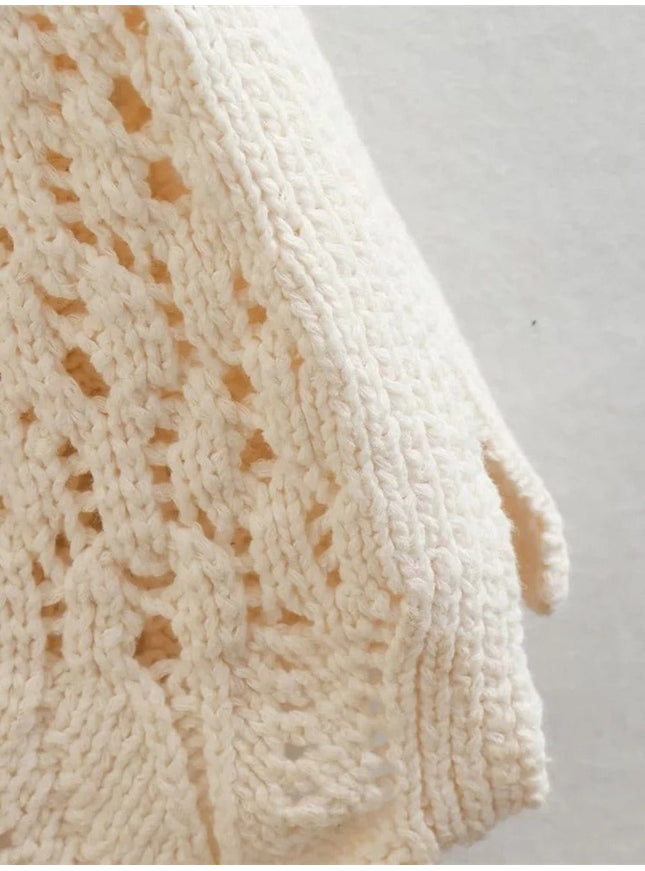 Celeste Hollow Mesh Knit Midi Dress - Fashion Pov