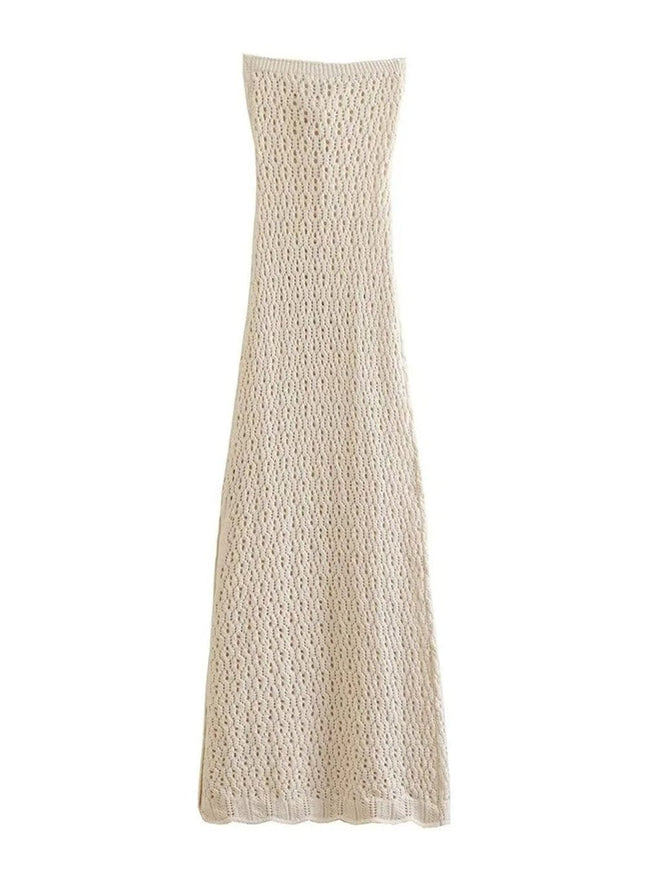 Celeste Hollow Mesh Knit Midi Dress - Fashion Pov