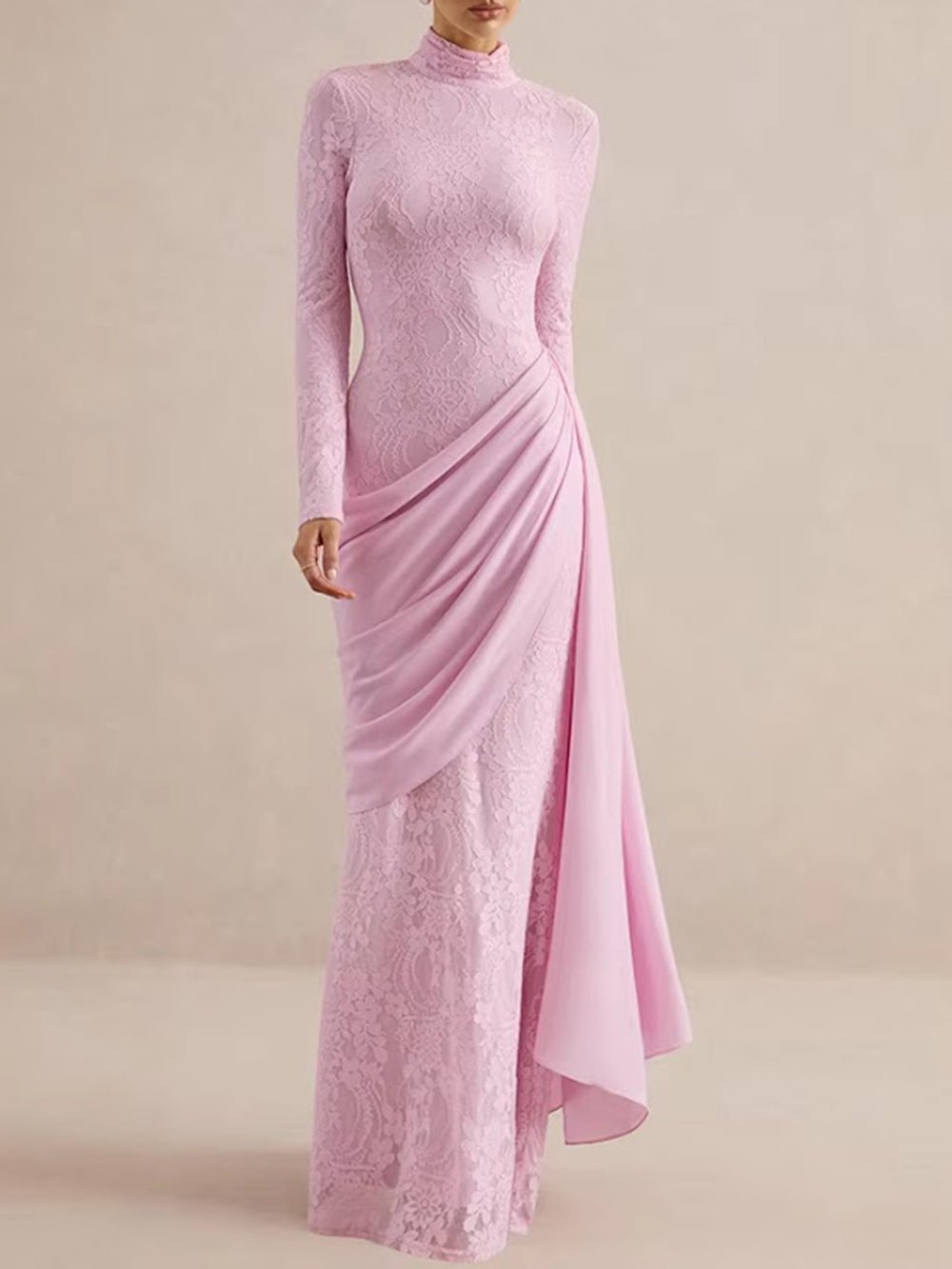 Celeste Lace Draped Gown - Fashion Pov