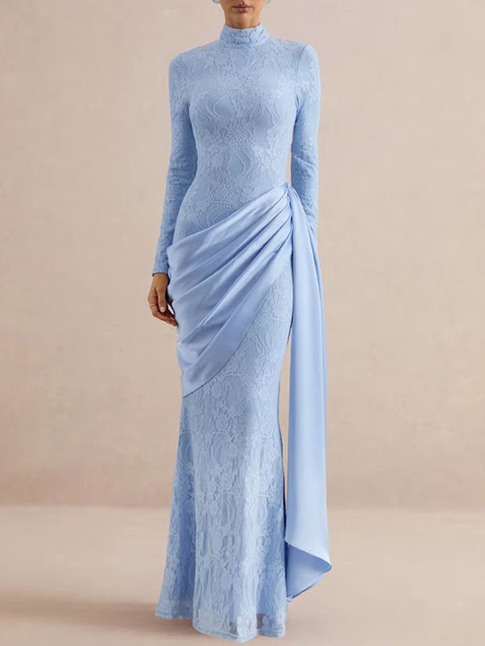 Celeste Lace Draped Gown - Fashion Pov
