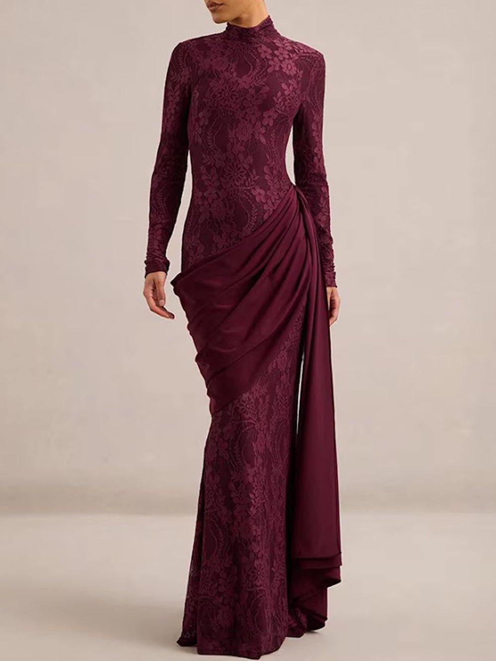 Celeste Lace Draped Gown - Fashion Pov