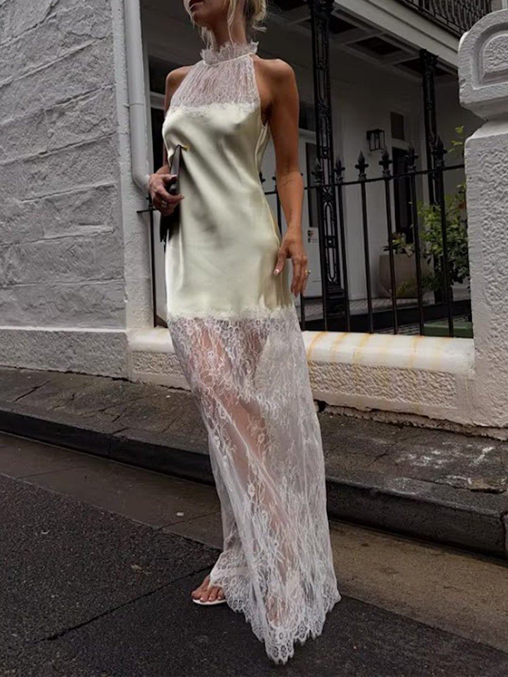 Celeste Lace Halter Maxi Dress - Fashion Pov