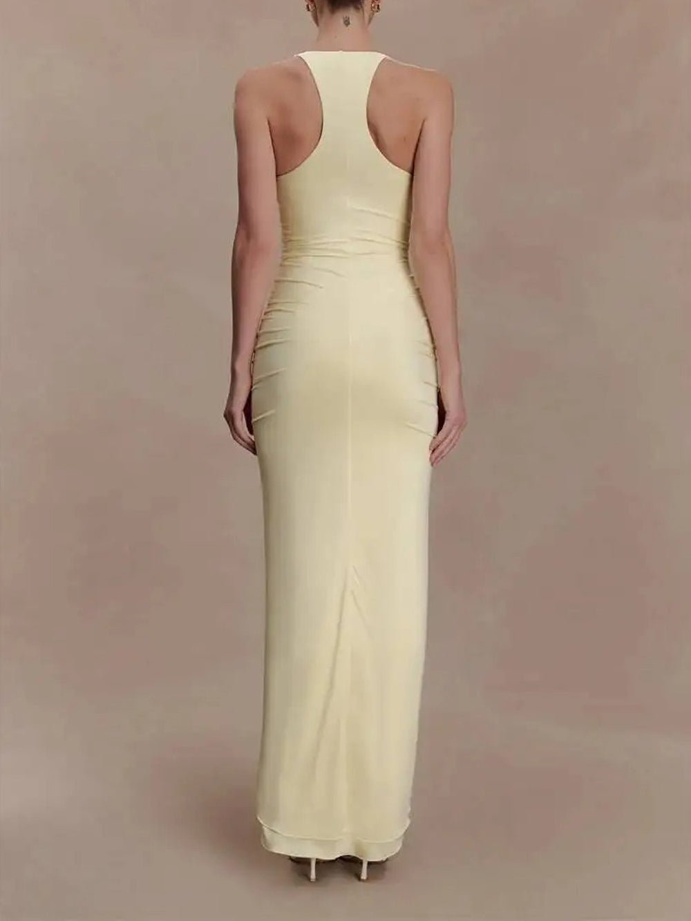 Celeste Ruched Halter Maxi Dress - Fashion Pov