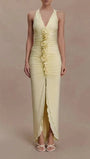 Celeste Ruched Halter Maxi Dress - Fashion Pov