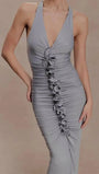 Celeste Ruched Halter Maxi Dress - Fashion Pov