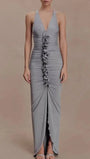 Celeste Ruched Halter Maxi Dress - Fashion Pov