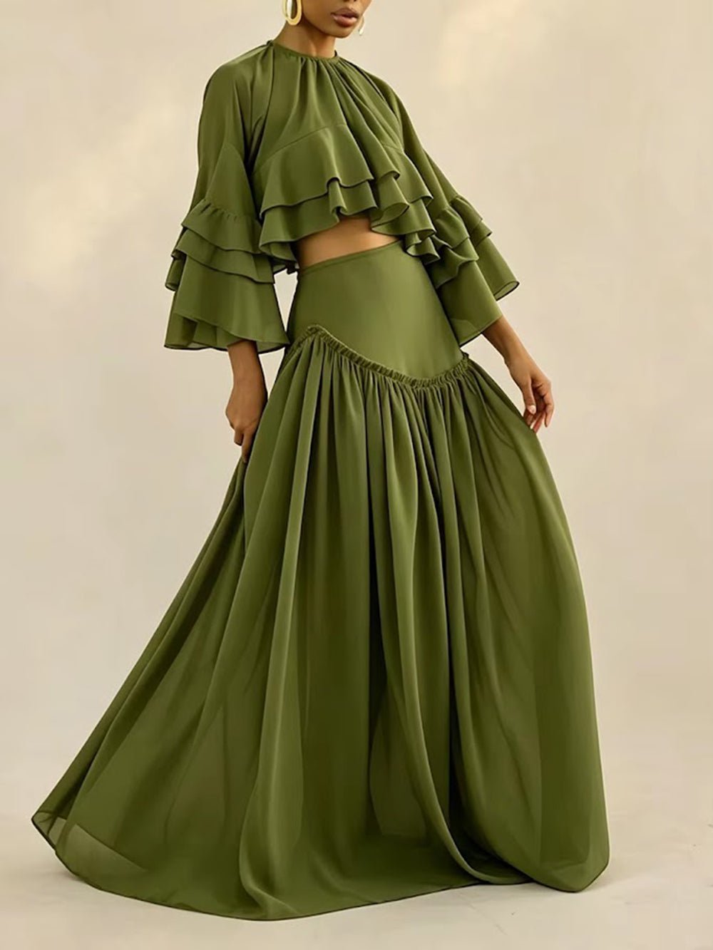 Celeste Ruffle Cape Skirt Set - Fashion Pov