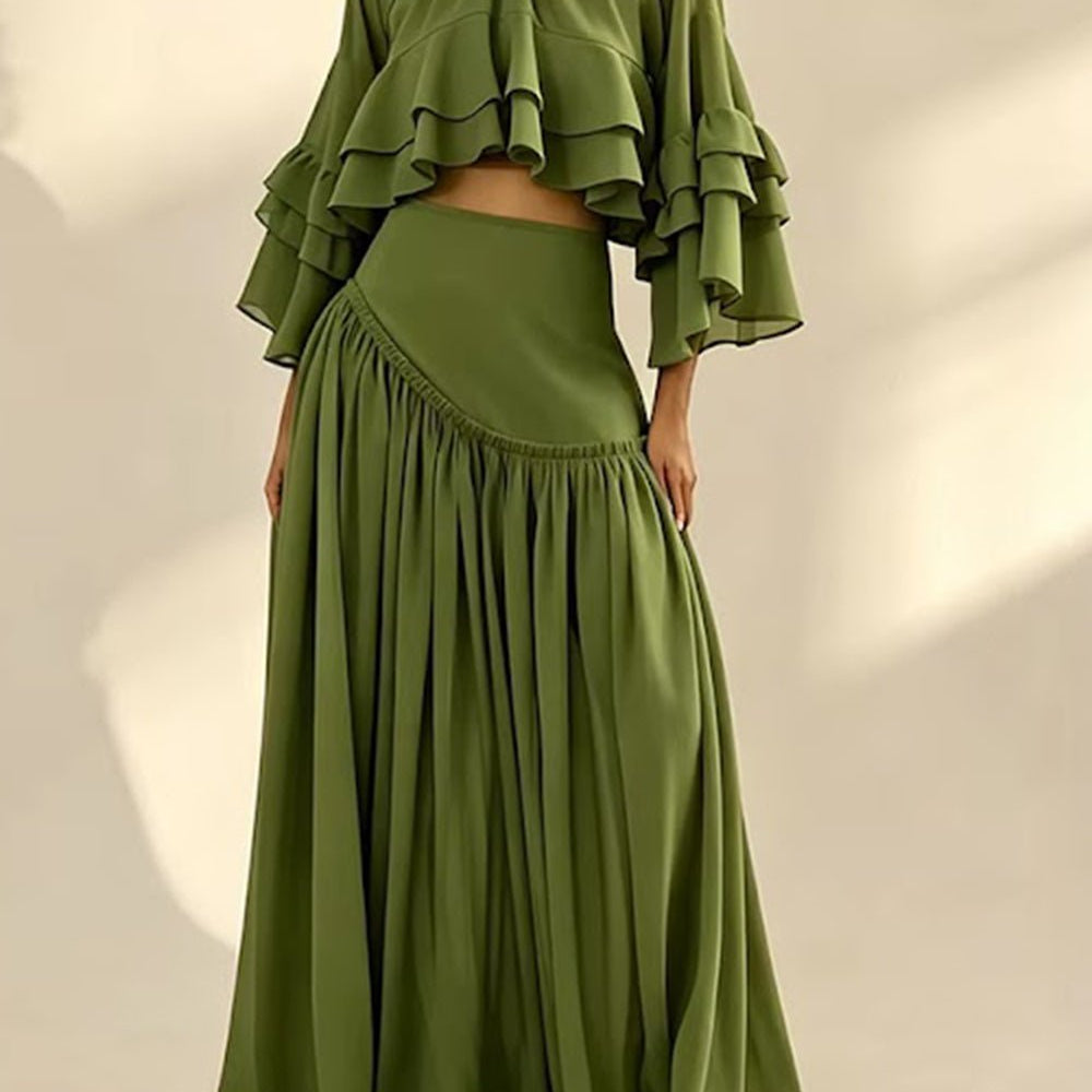Celeste Ruffle Cape Skirt Set - Fashion Pov