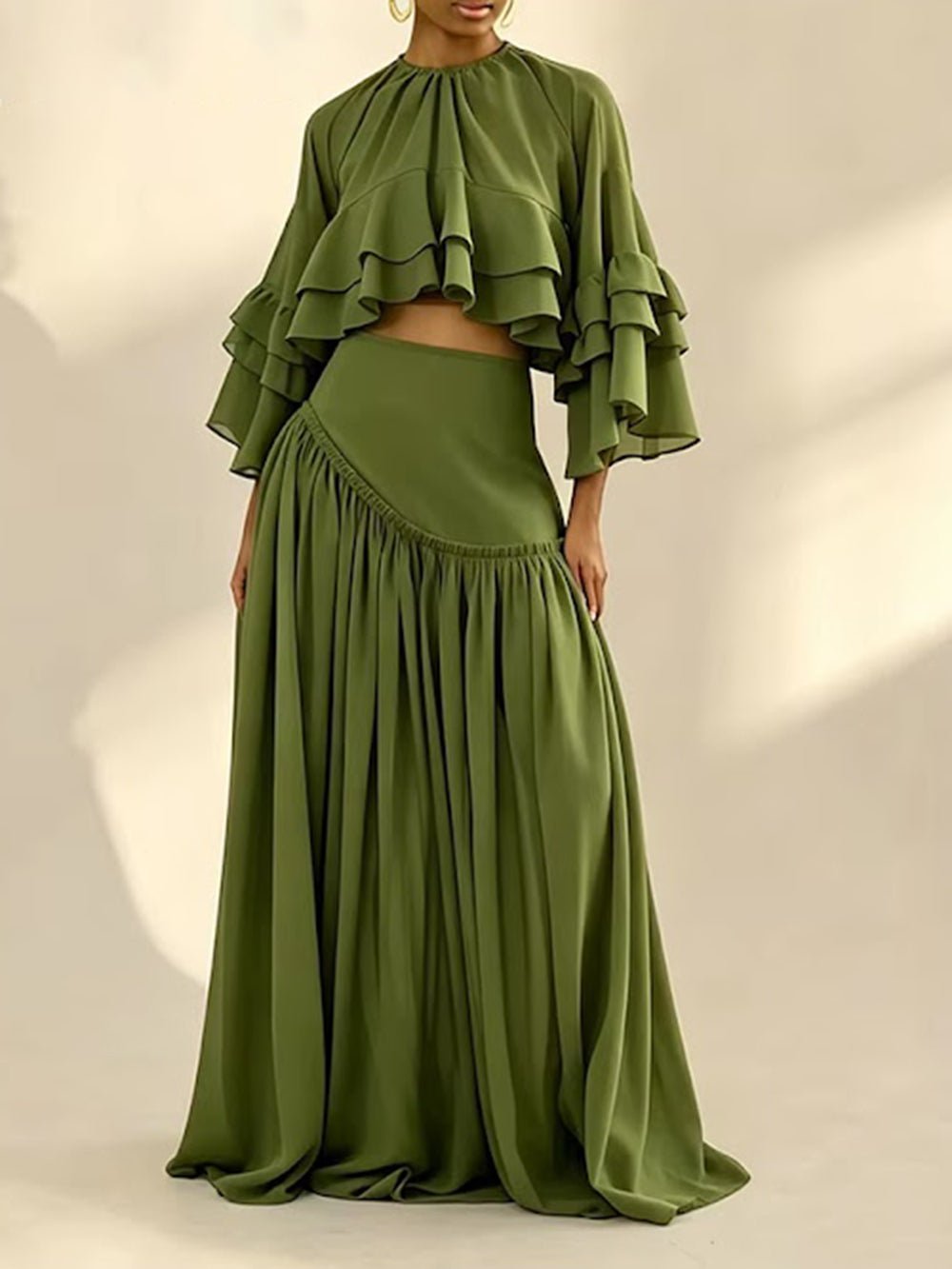 Celeste Ruffle Cape Skirt Set - Fashion Pov