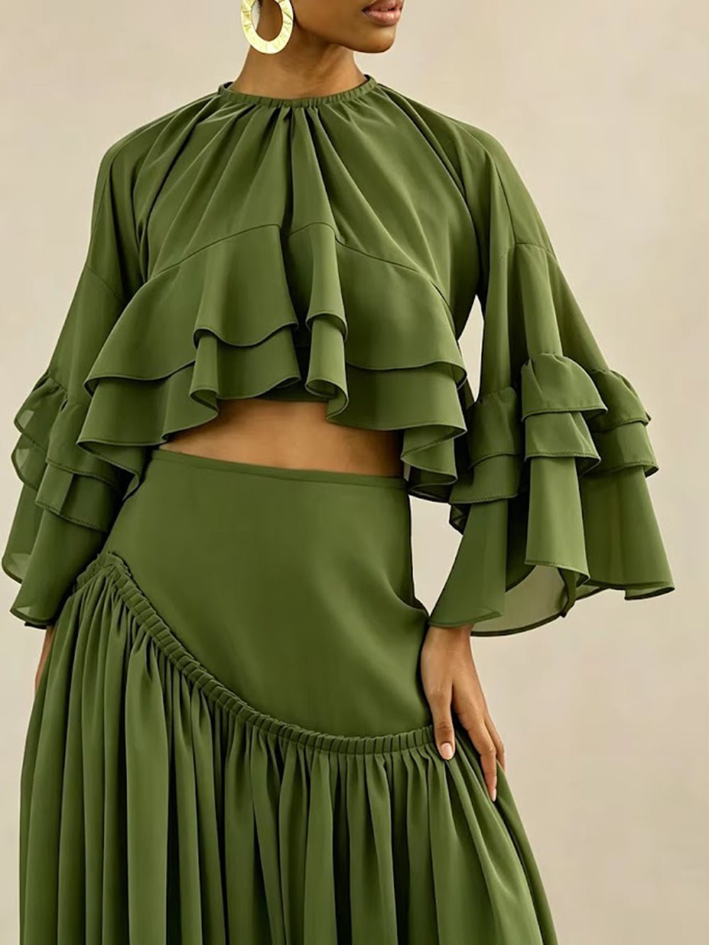 Celeste Ruffle Cape Skirt Set - Fashion Pov