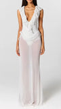 Celeste Ruffled Plunge Gown Dress - Fashion Pov