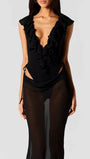 Celeste Ruffled Plunge Gown Dress - Fashion Pov