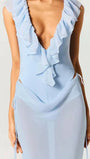 Celeste Ruffled Plunge Gown Dress - Fashion Pov