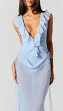 Celeste Ruffled Plunge Gown Dress - Fashion Pov