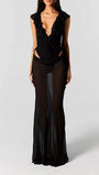 Celeste Ruffled Plunge Gown Dress - Fashion Pov