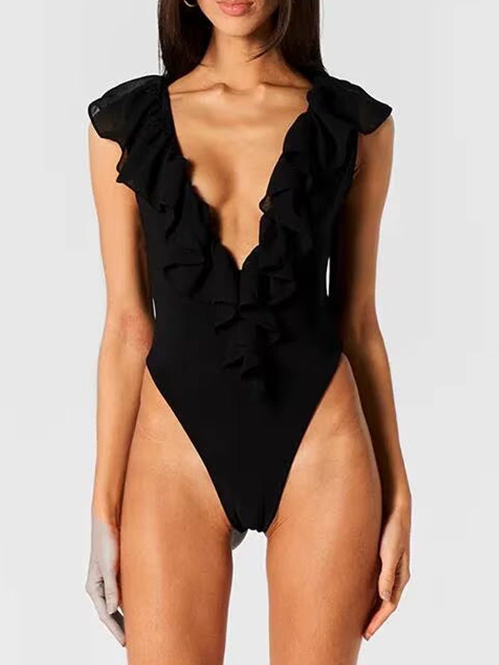 Celeste Ruffled Plunge Gown Dress - Fashion Pov