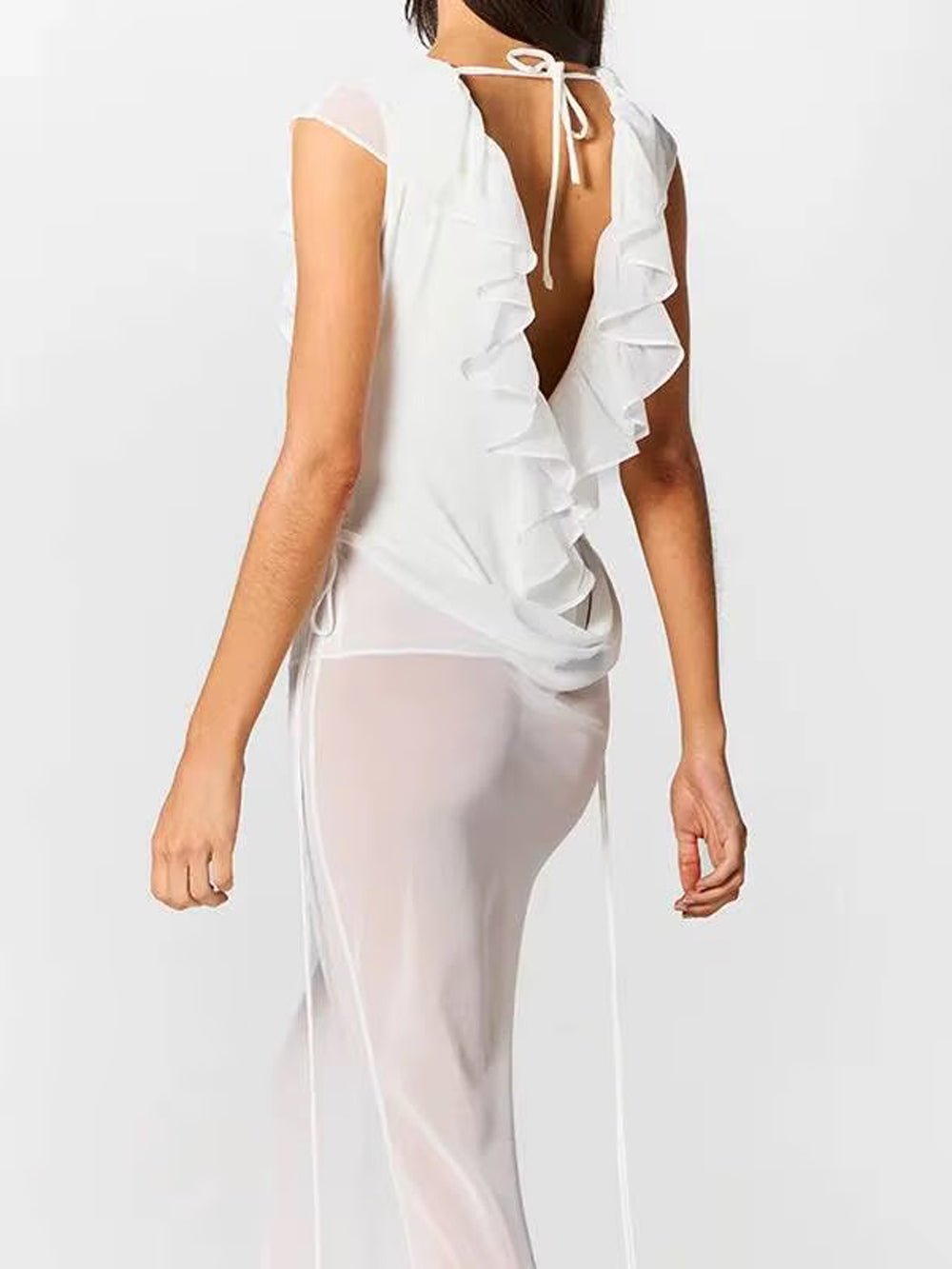 Celeste Ruffled Plunge Gown Dress - Fashion Pov