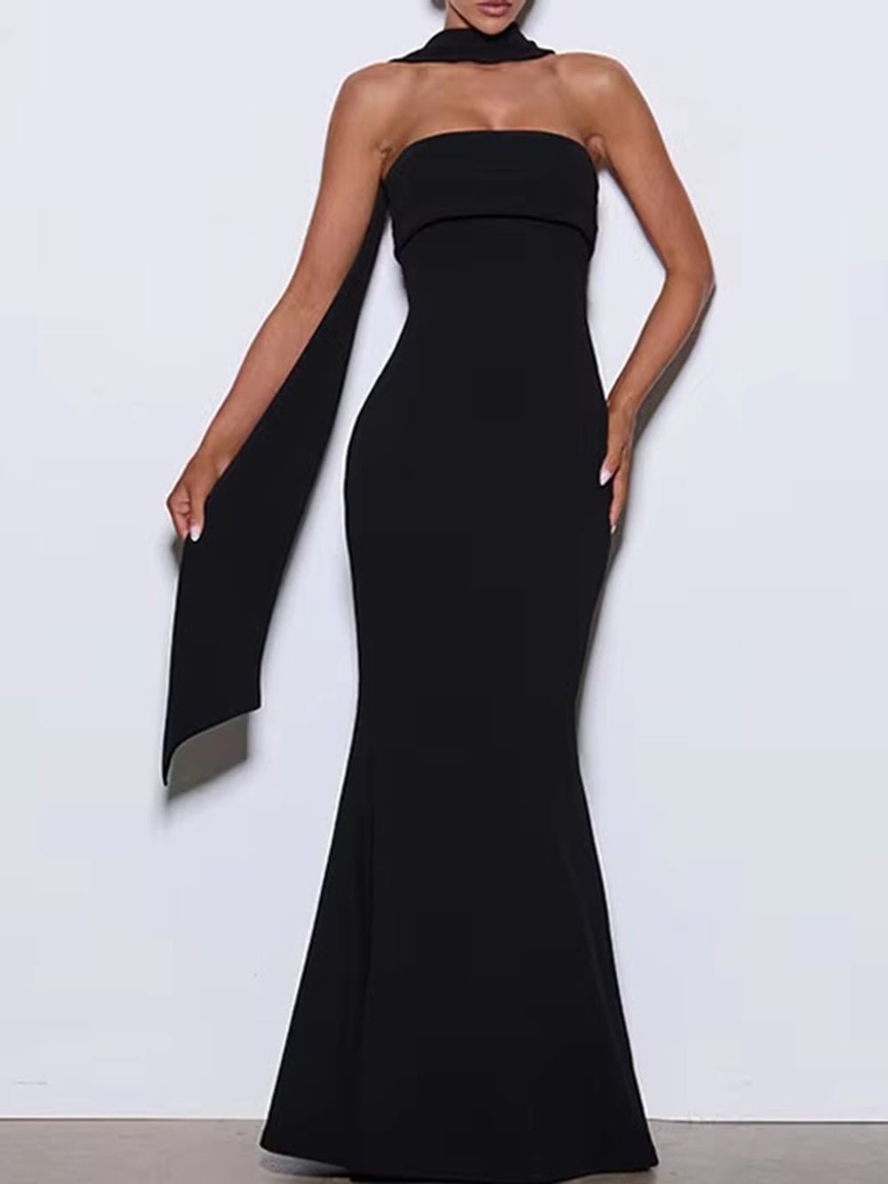 Celeste Scarf Neck Mermaid Gown - Fashion Pov