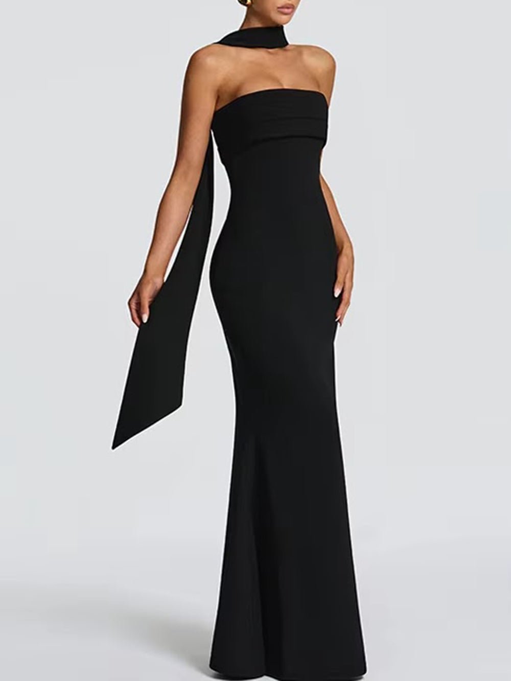 Celeste Scarf Neck Mermaid Gown - Fashion Pov