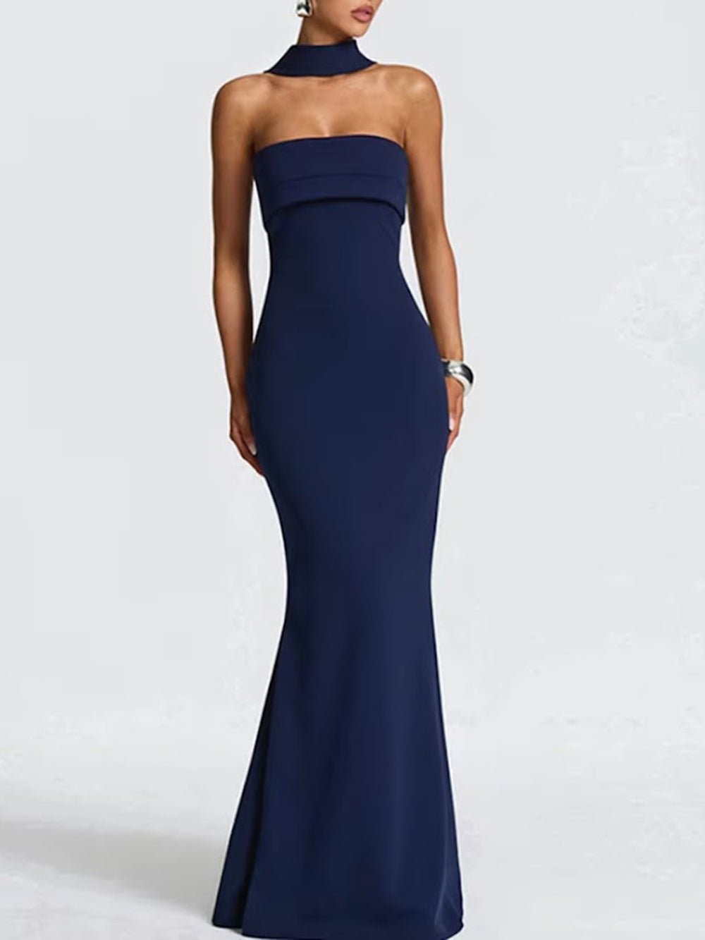 Celeste Scarf Neck Mermaid Gown - Fashion Pov