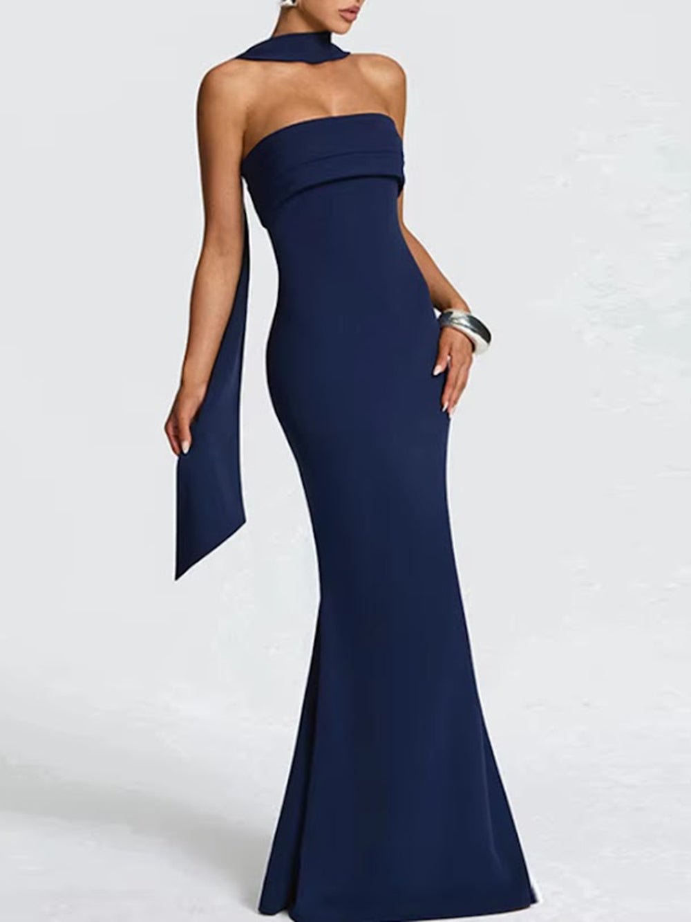 Celeste Scarf Neck Mermaid Gown - Fashion Pov