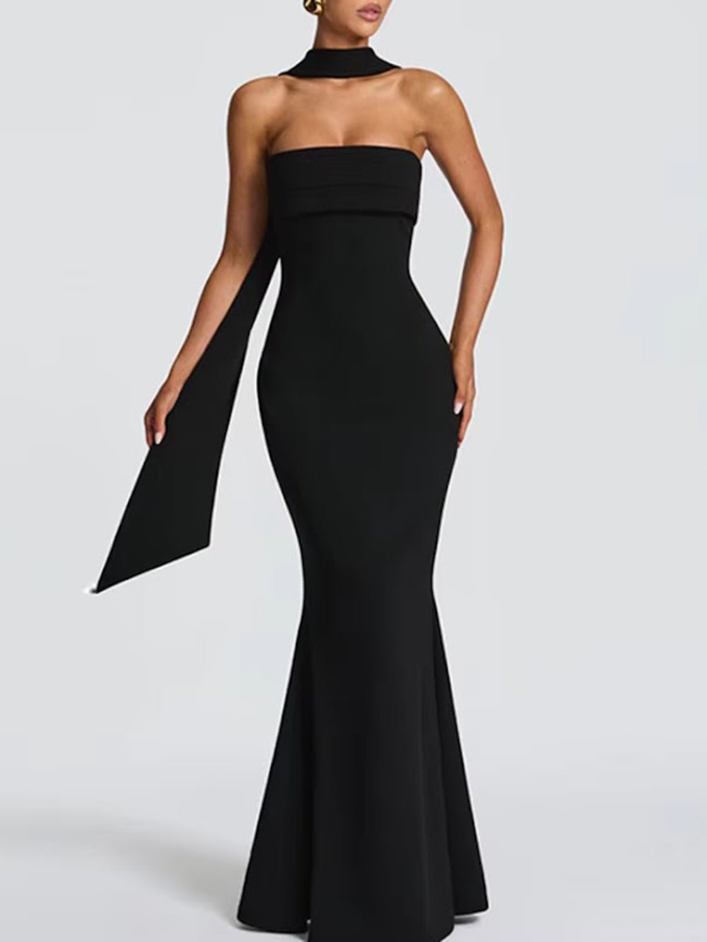 Celeste Scarf Neck Mermaid Gown - Fashion Pov