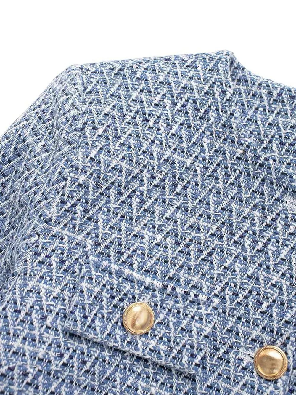 Charlotte Tweed Cropped Button Jacket - Fashion Pov