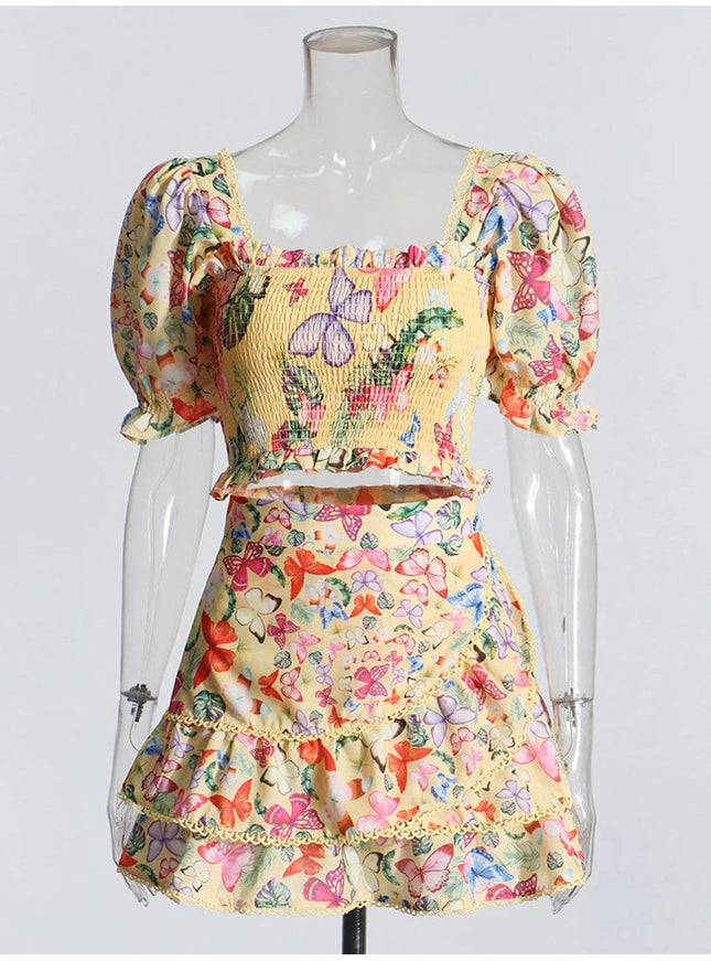 Chey Slim Ruffle Top & Skirt Set - Fashion Pov