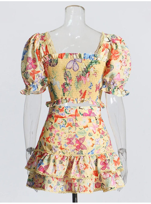 Chey Slim Ruffle Top & Skirt Set - Fashion Pov