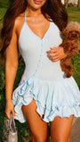 Chloe Halter Ruffled Mini Dress - Fashion Pov