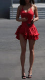 Chloe Halter Ruffled Mini Dress - Fashion Pov