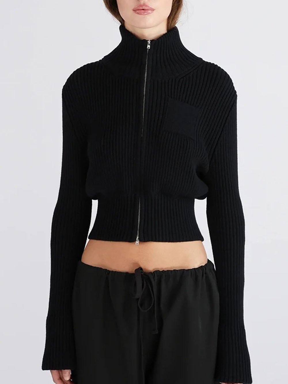 Claire Zip Turtleneck Knit Cardigan - Fashion Pov