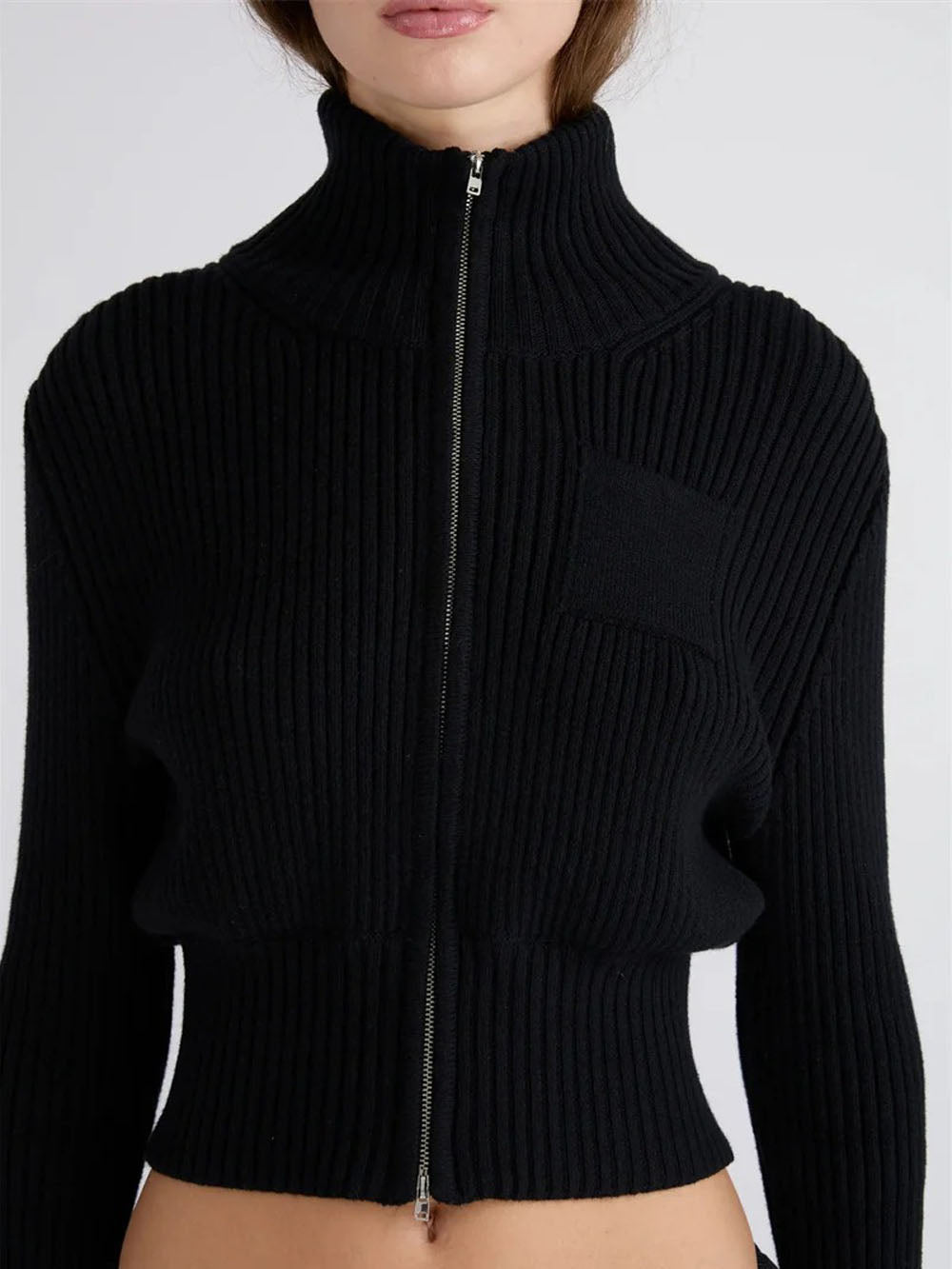 Claire Zip Turtleneck Knit Cardigan - Fashion Pov