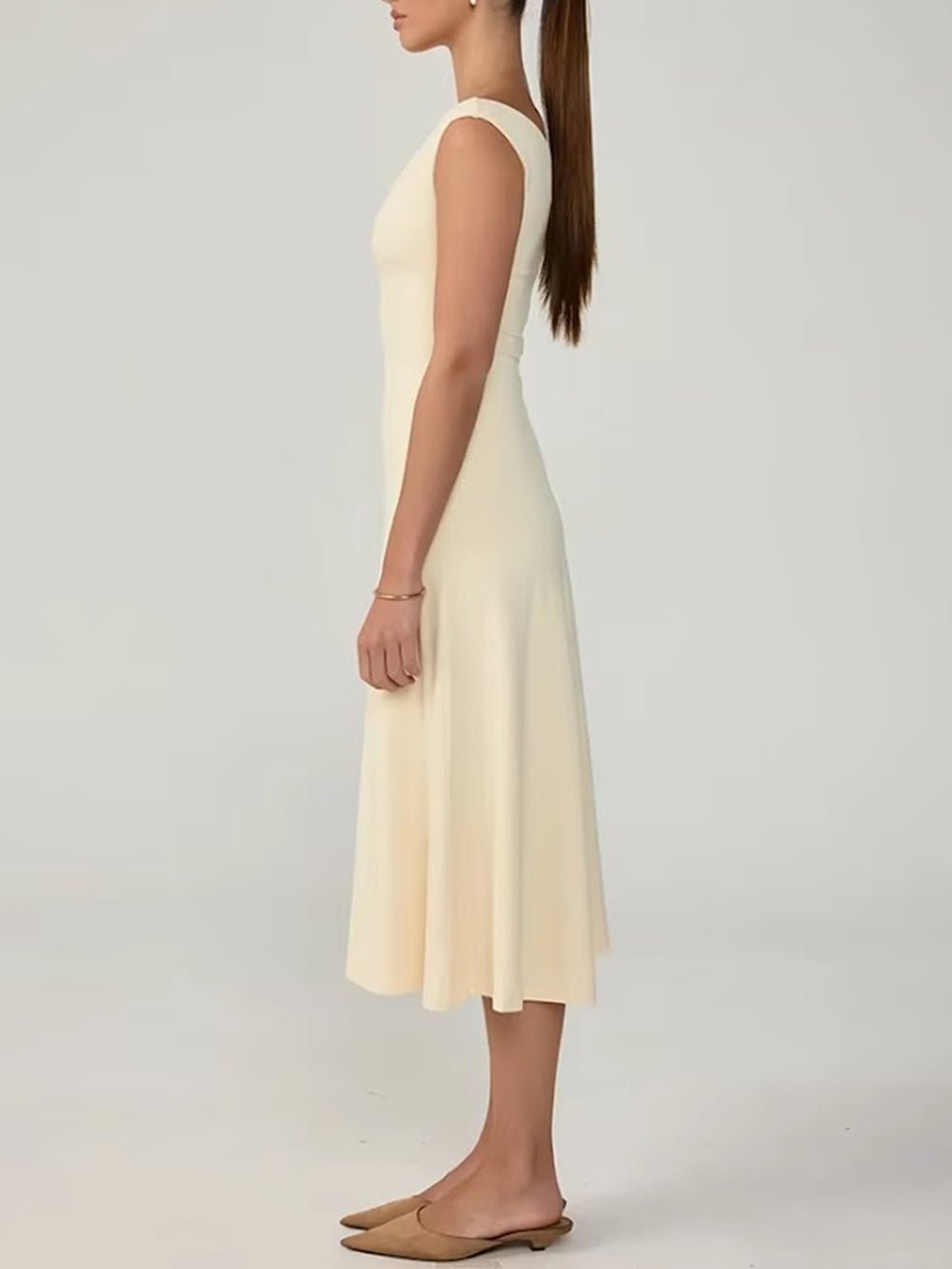 Clara Scoop Neck Flared Midi Dress - Fashion Pov