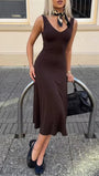 Clara Scoop Neck Flared Midi Dress - Fashion Pov