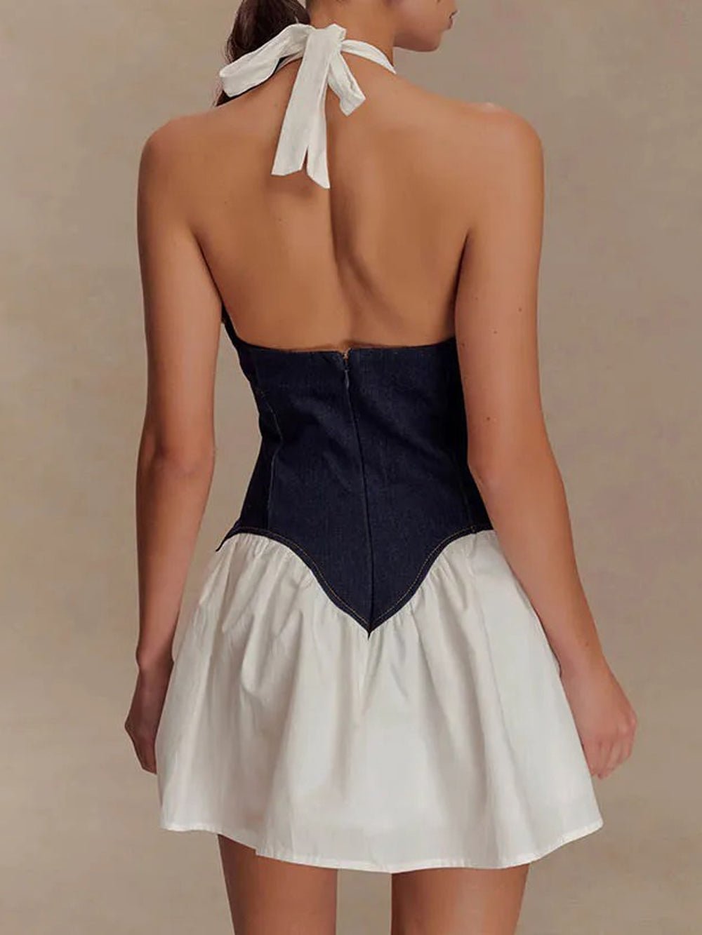 Colette Halter Patchwork Mini Dress - Fashion Pov