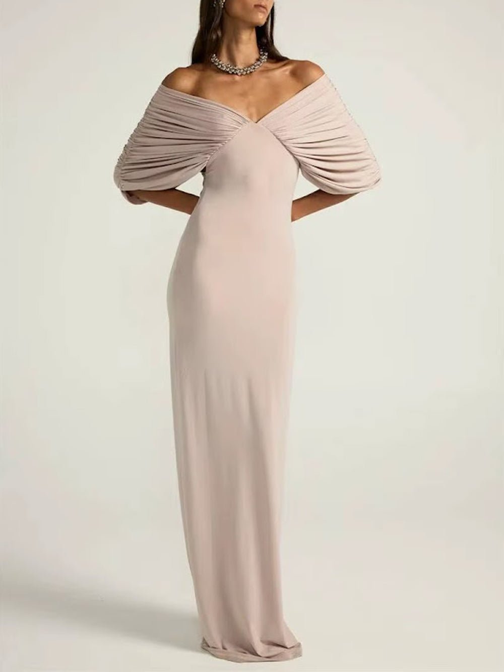 Colette Off Shoulder Draped Gown - Fashion Pov
