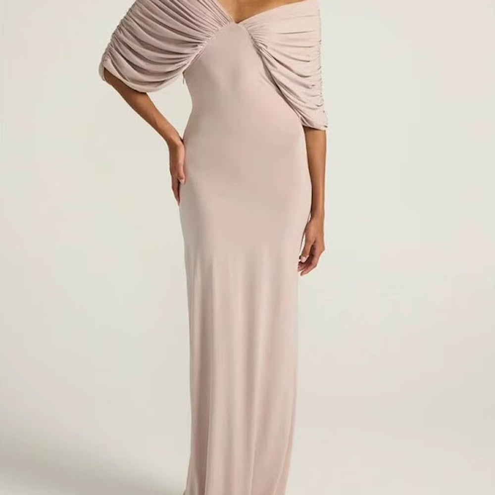 Colette Off Shoulder Draped Gown - Fashion Pov