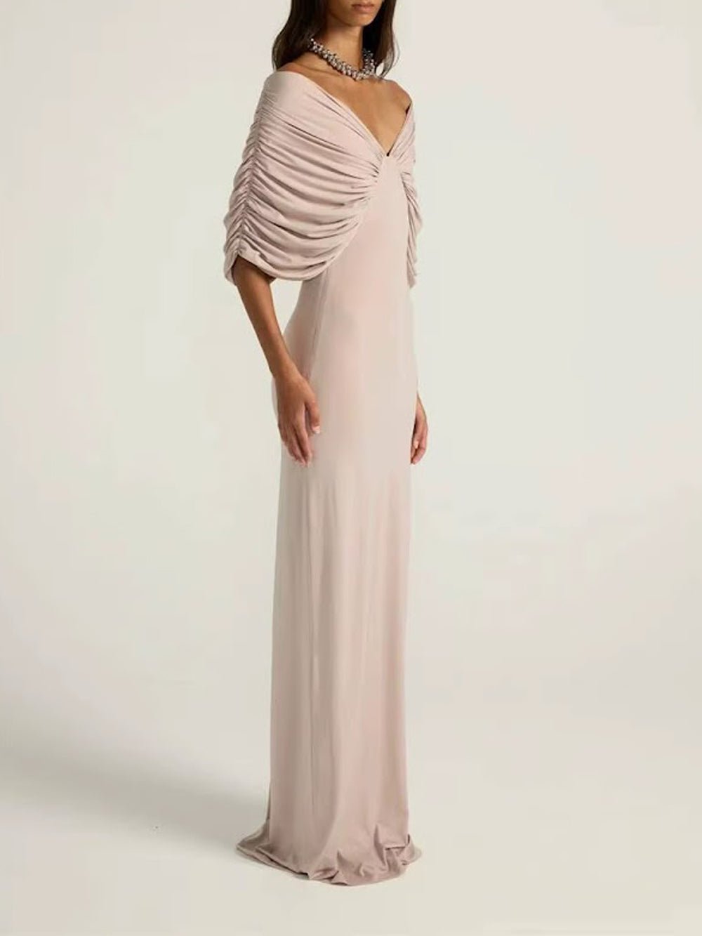 Colette Off Shoulder Draped Gown - Fashion Pov