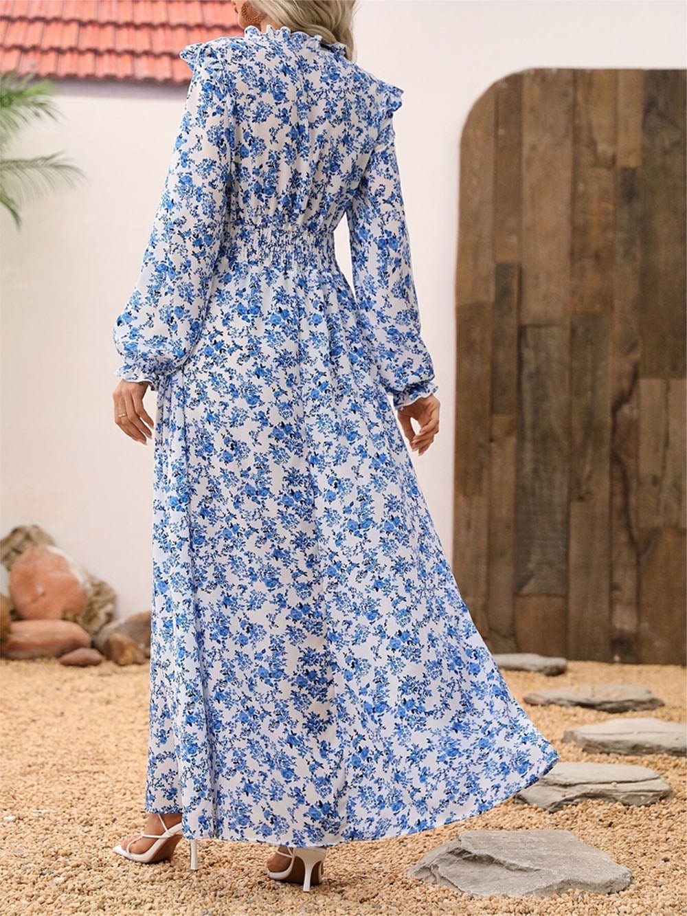 Daisy Floral Long Sleeve Maxi Dress Blue / XXL Daisy Floral Long Sleeve Maxi Dress Blue / XXL