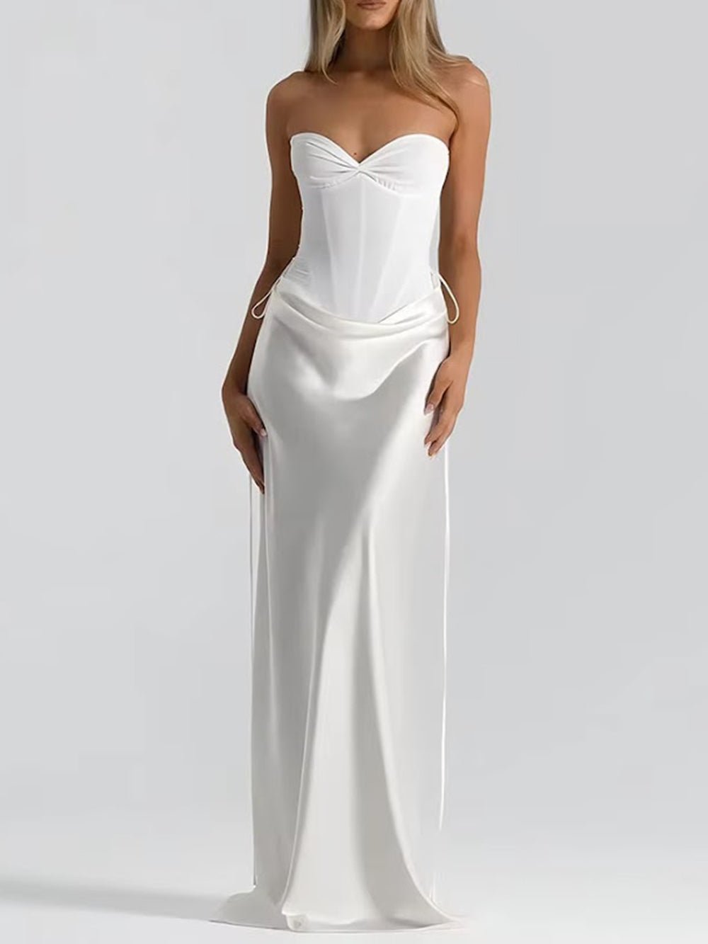 Daniela Corset Draped Maxi Dress - Fashion Pov
