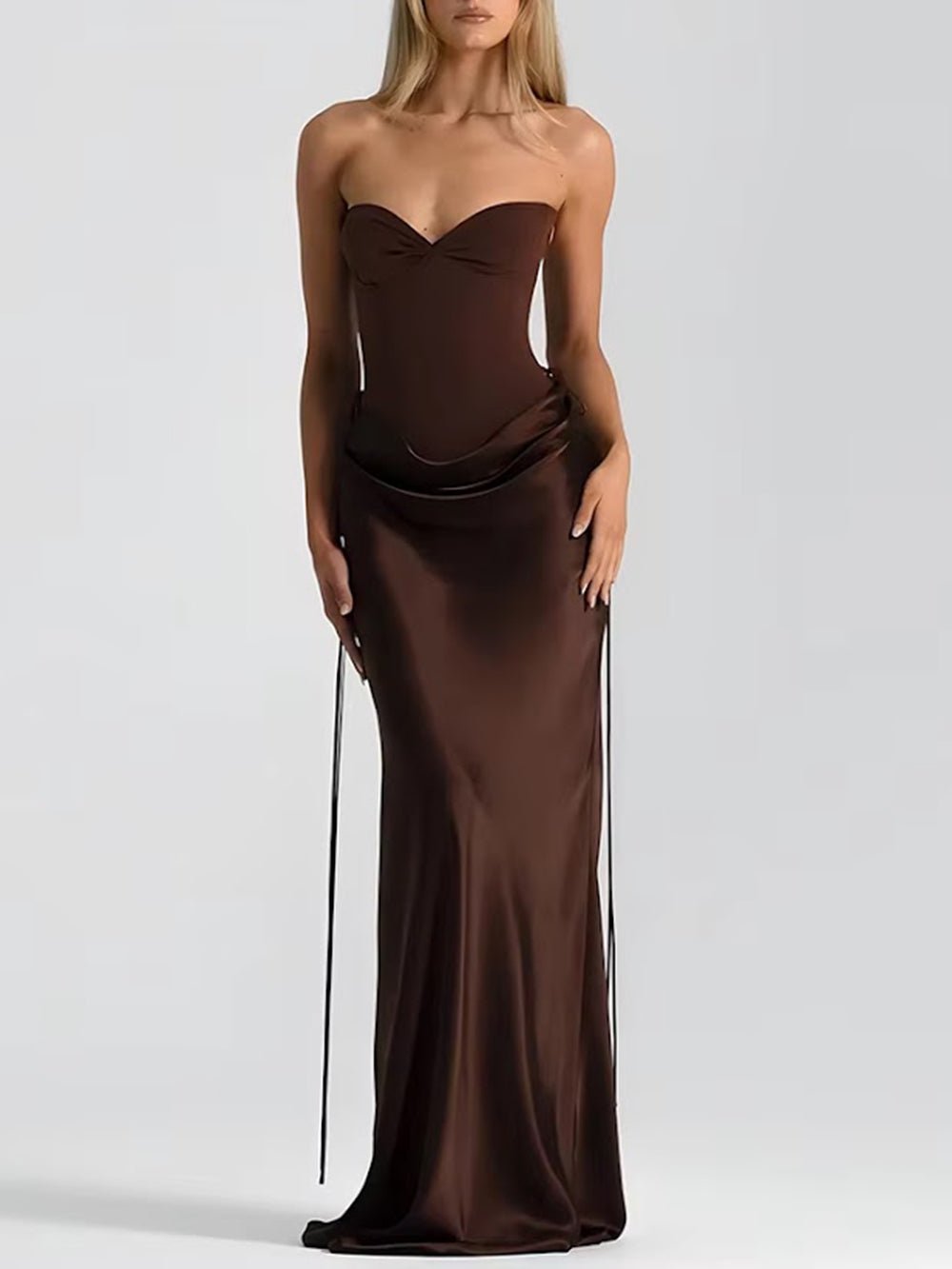 Daniela Corset Draped Maxi Dress - Fashion Pov