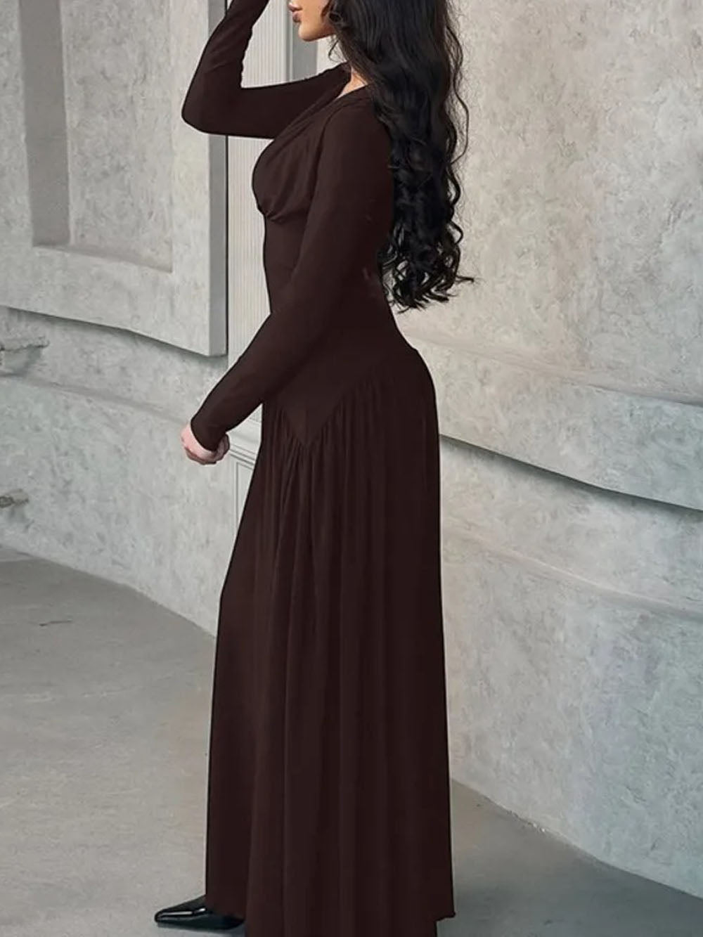Daniela Long Sleeve Maxi Dress Brown / S Daniela Long Sleeve Maxi Dress Brown / S