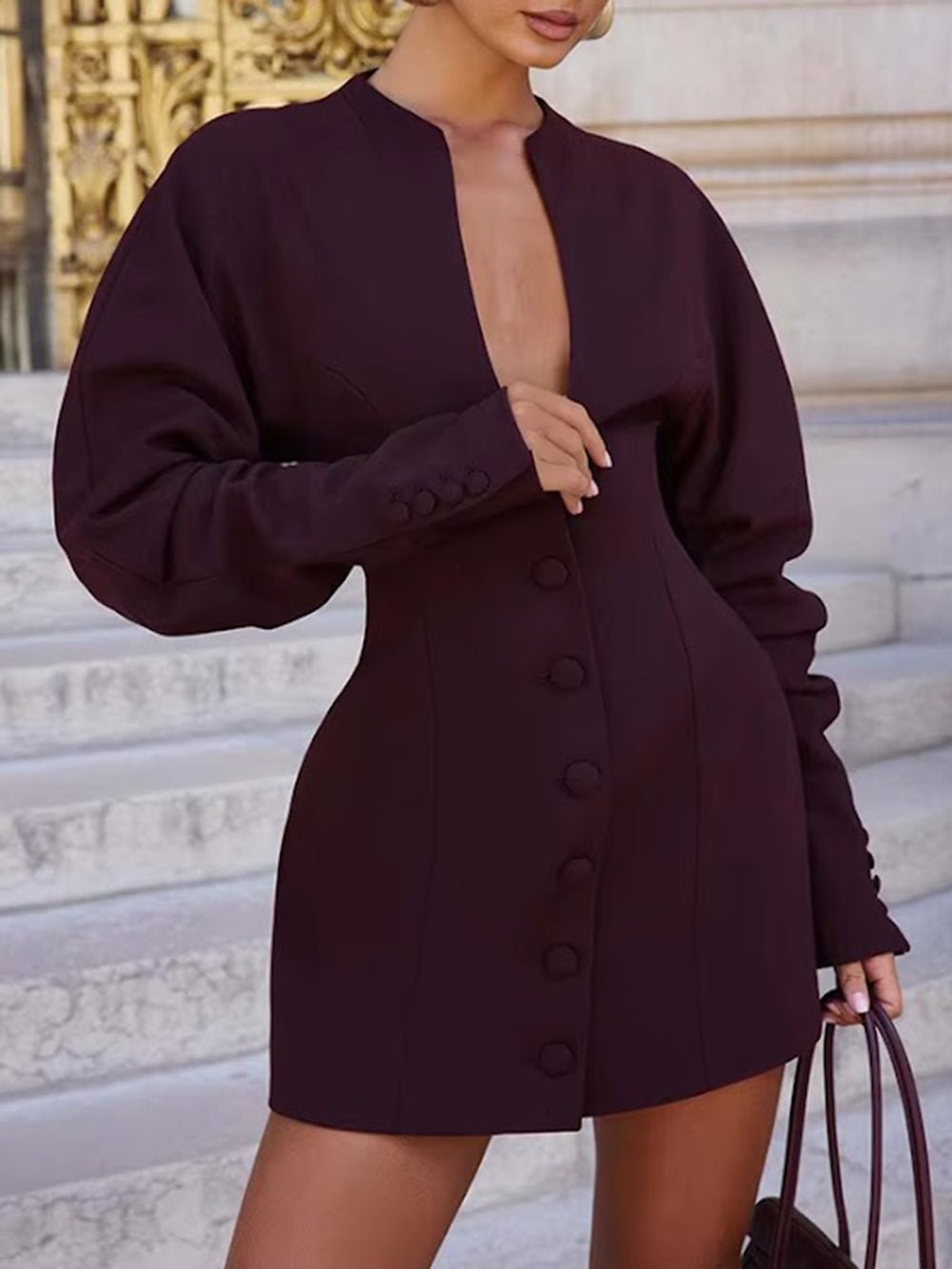 Daphne Plunge Blazer Mini Dress - Fashion Pov