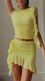 Daphne Ruffle Mini Skirt Set - Fashion Pov