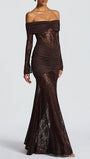 Delphine Off - Shoulder Lace Maxi Dress - Fashion Pov